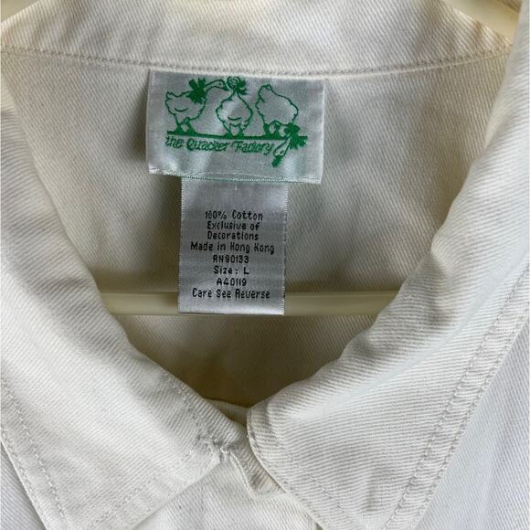 Vintage 90's The Quacker Factory Women Flower Oversized Denim Jacket Size L - Picture 7 of 7